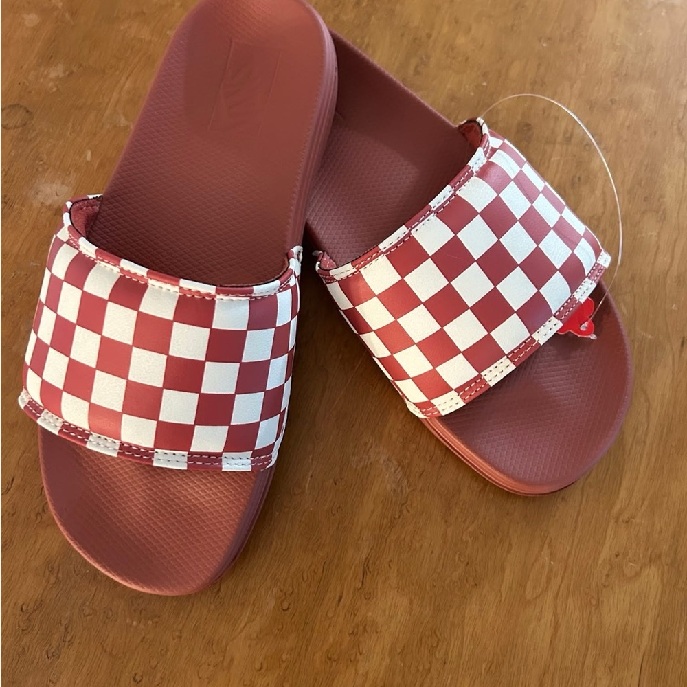 Vans Red Checkered Slide Sandals